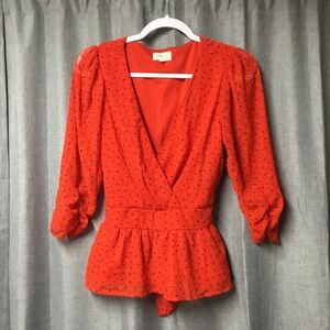 Heart Print Peplum Top